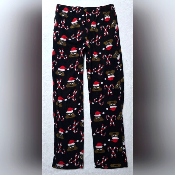 Christmas Poop Santa Emoji Pajama PJ Pants Joggers Size  Medium M Pooping Face - Picture 1 of 4